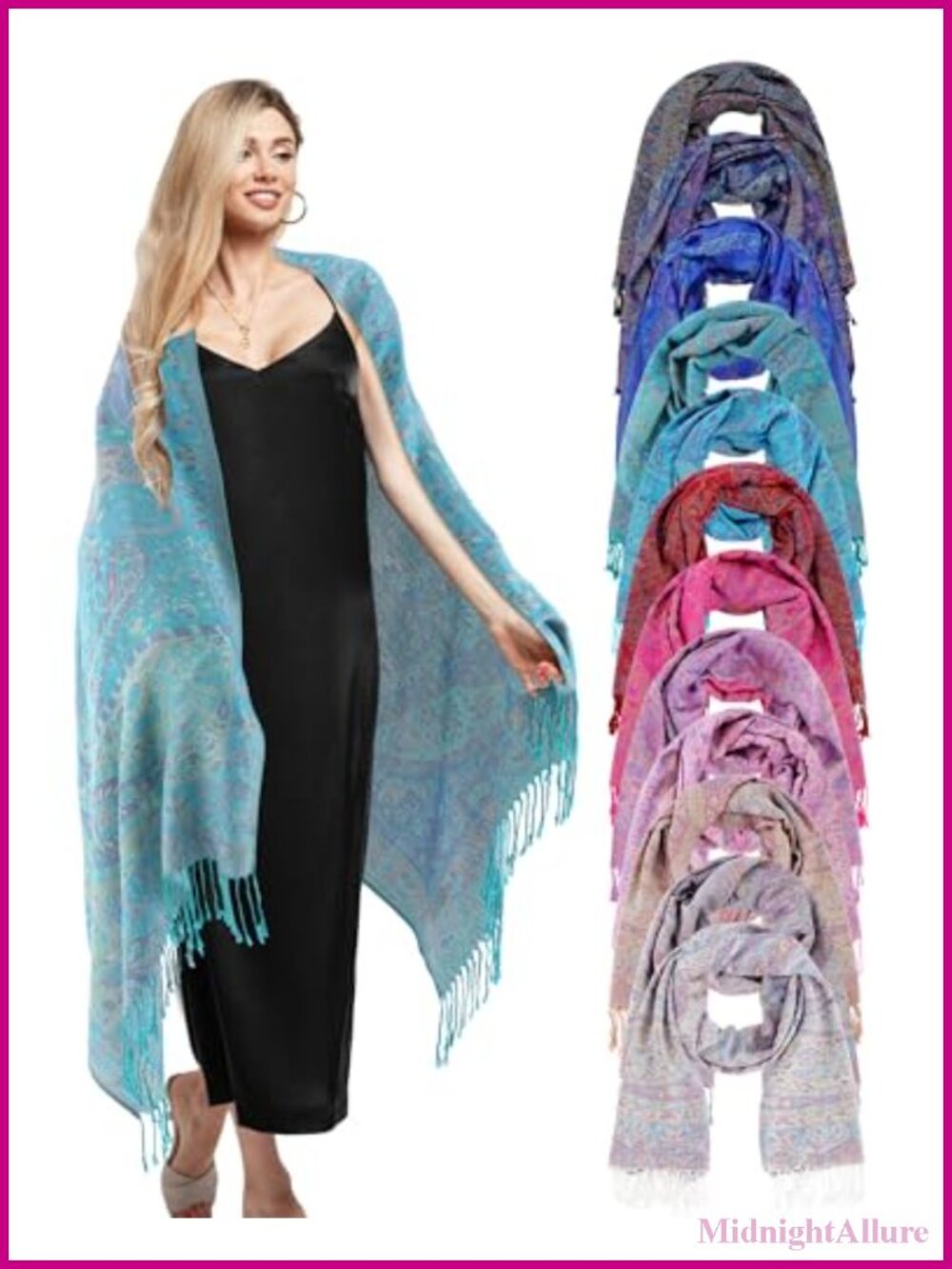 12 Pack Shawls and Wraps for Women Polyester Tassel Paisley Wedding Bridesmaid